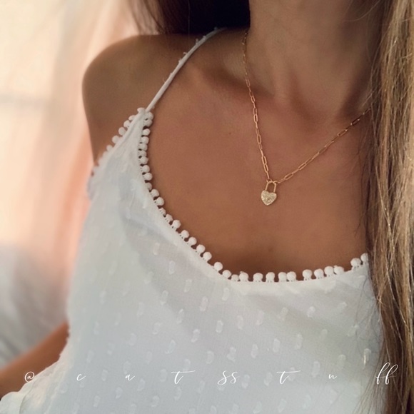 CZ Heart Padlock Necklace - Picture 10 of 15